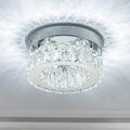 Mini Modern Crystal Chandeliers Flush Mount Ceiling Light Fixture LED Mini Chandeliers with Crystals Hallway Light Bedroom Chandelier for Bathroom Kitchen Office Home & Garden > Lighting > Lighting Fixtures > Chandeliers HomLaiting Round-cool white  