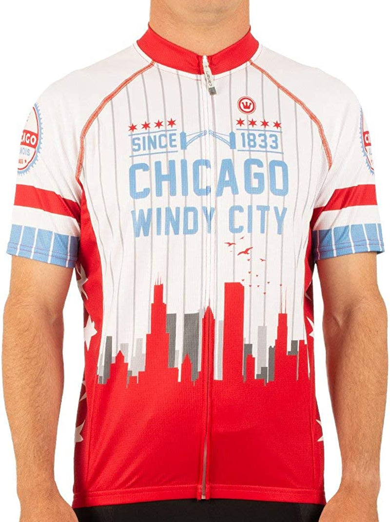 CANARI Men'S Souvenir Short Sleeve Cycling/Biking Jersey Sporting Goods > Outdoor Recreation > Cycling > Cycling Apparel & Accessories Getting Fit Chicago Skyline X-Large 