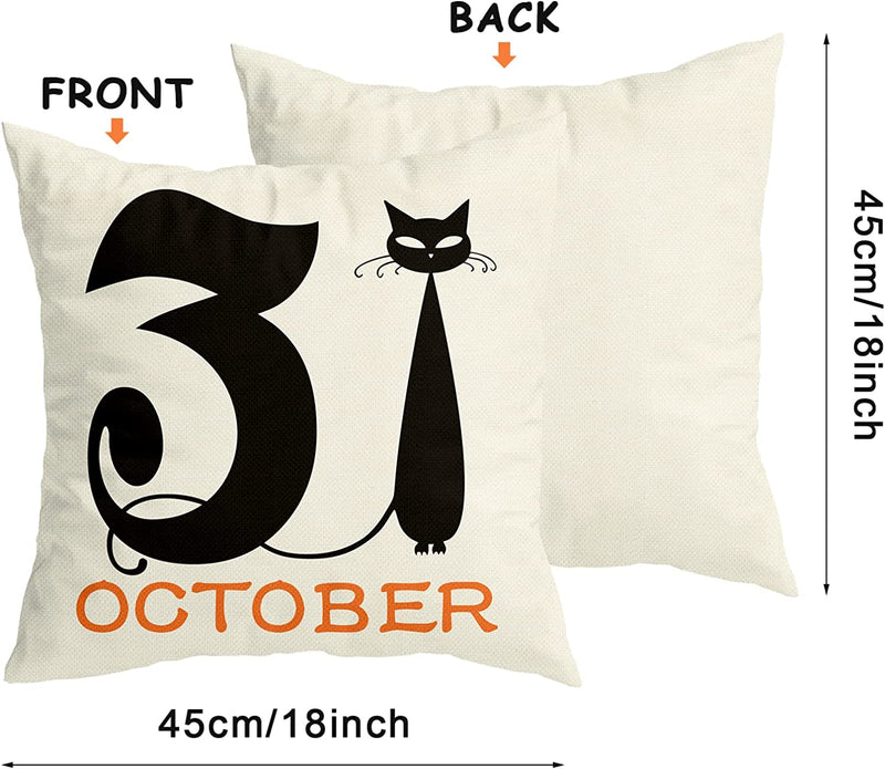 Riogree Halloween Decorations Pillow Covers 18X18 Set of 4 for Halloween Decor Indoor Outdoor, Party Supplies Farmhouse Home Decor Throw Pillows Cover Spider Web Cat Skull Decorative Cushion Case  RioGree   