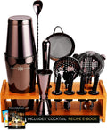 Cocktail Shaker Set 18 Piece, Mixology Equipment, All-In-One Cocktail Set, Drink Shaker, Strainers and Essential Bar Tools, Bar Set for Beginner & Professional Use, Silver - Wintercastle Enterprises Home & Garden > Kitchen & Dining > Barware WINTER CASTLE Black  