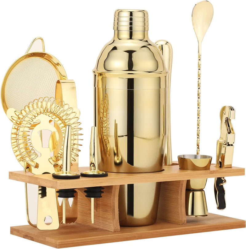 JNWINOG Shakers Bartending, 11Pcs-Cocktail Shaker Set Gold Drink Mixer with 25Oz Martini Shaker,Muddler,Bar Spoon and More Professional for Home and Bartender.(Gold) Home & Garden > Kitchen & Dining > Barware JNWINOG   