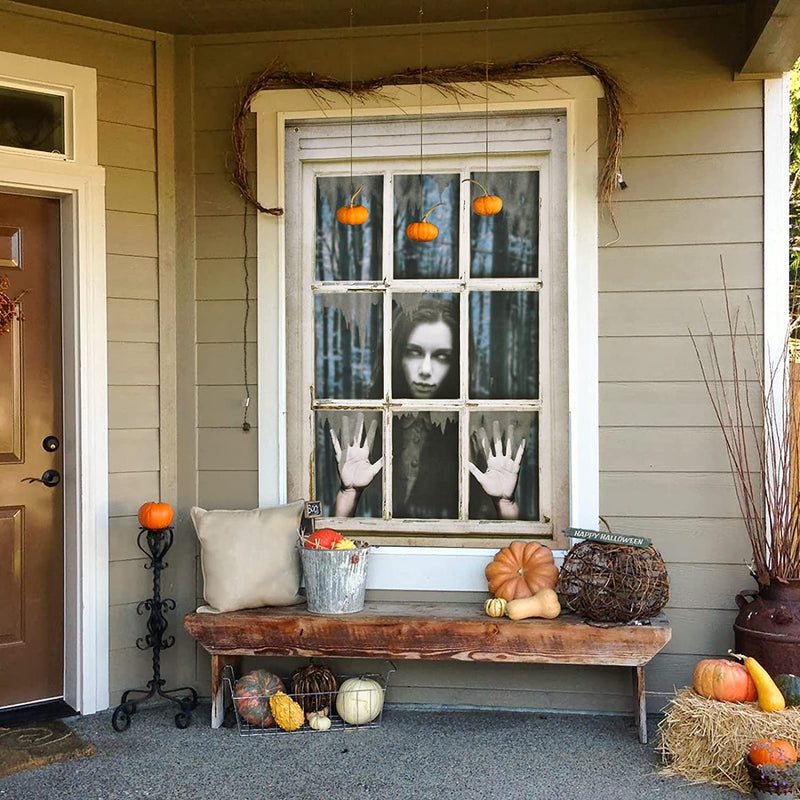 FUN LITTLE TOYS Halloween Female Ghost Curtain, Window Door Cover, Halloween Decoration, Party Decors  FUN LITTLE TOYS   