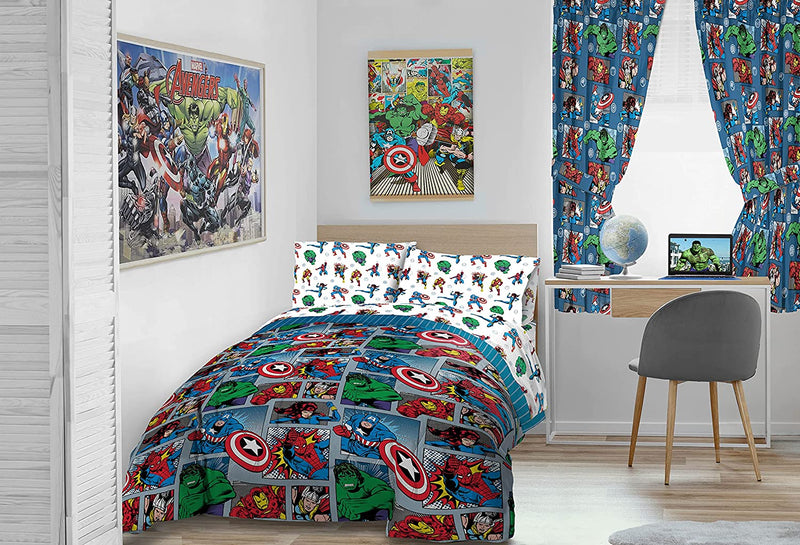 Jay Franco Marvel Avengers Fighting Team 6 Piece Bedroom Set- Includes Twin Bed Set & Window Drapes/Curtains - Super Soft Fade Resistant Microfiber Bedding (Official Marvel Product) Home & Garden > Linens & Bedding > Bedding Jay Franco & Sons, Inc.   