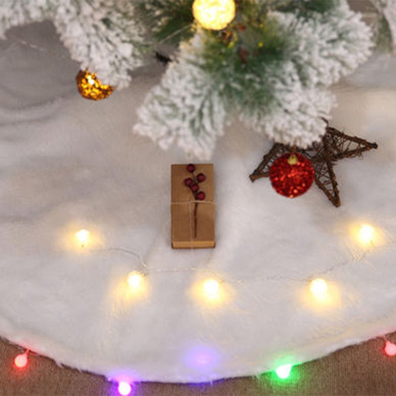 Christmas Tree Skirt White Plush Felt Christmas Tree Decoration Xmas round Stand Cover Home Holiday Party Decoration