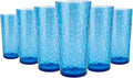 Mixed Drinkware 21-Ounce Plastic Tumbler Acrylic Glasses with Hammered Design, Set of 6 Green Home & Garden > Kitchen & Dining > Tableware > Drinkware JINJIA Blue 21 oz 