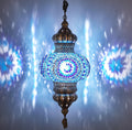 (8 Colors) DEMMEX - Wall Plugin XL Light - Turkish Moroccan Mosaic PLUGIN Ceiling Hanging Tiffany Pendant Light Fixture Lamp with 15'Feet Chain & Cord & US Plug - NO HARDWIRING (Lilac Fun) Home & Garden > Lighting > Lighting Fixtures DEMMEX Blue Space  