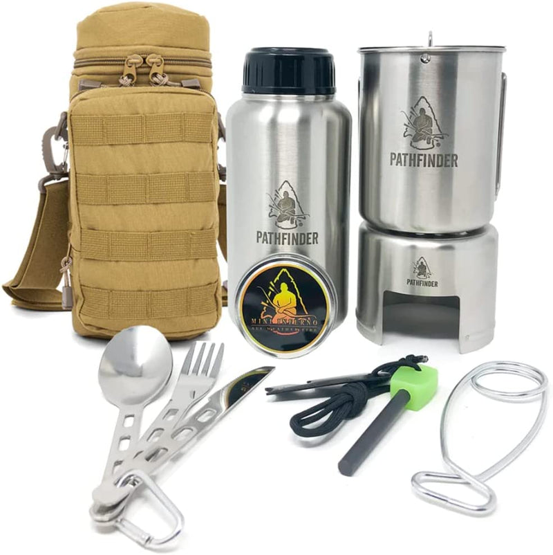 The Pathfinder School Stainless Steel Bottle Cooking Kit Sporting Goods > Outdoor Recreation > Fishing > Fishing Rods The Pathfinder School Coyote Tan  