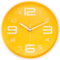 45Min 10 Inch 3D Number Dial Face Modern Wall Clock, Silent Non-Ticking Round Home Decor Wall Clock with Arabic Numerals, Colorful Dial Face (Yellow) Home & Garden > Decor > Clocks > Wall Clocks 45Min Yellow  