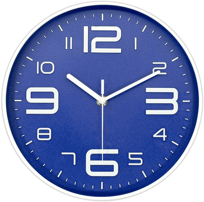 45Min 10 Inch 3D Number Dial Face Modern Wall Clock, Silent Non-Ticking Round Home Decor Wall Clock with Arabic Numerals, Colorful Dial Face (Yellow) Home & Garden > Decor > Clocks > Wall Clocks 45Min Blue  