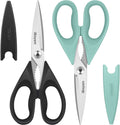 Kitchen Shears, Ibayam Kitchen Scissors Heavy Duty Meat Scissors Poultry Shears, Dishwasher Safe Food Cooking Scissors All Purpose Stainless Steel Utility Scissors, 2-Pack (Black Red, Black Gray) Home & Garden > Kitchen & Dining > Kitchen Tools & Utensils iBayam Black, Aqua Sky  
