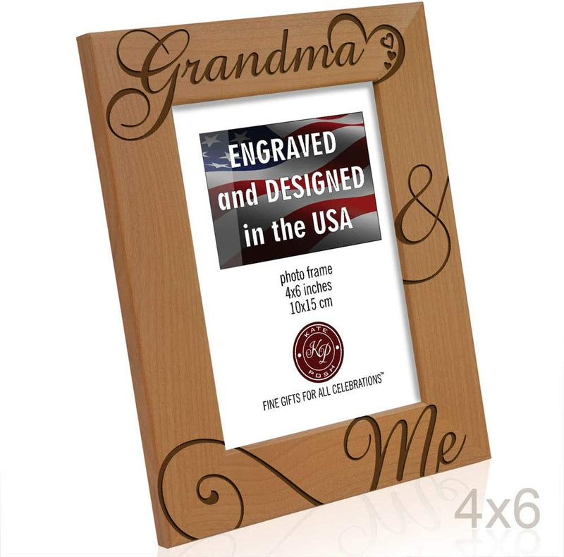KATE POSH Grandma and Me Engraved Natural Wood Picture Frame, I Love You Grandma, Grandparent'S Day, Best Grandma Ever, Grandmother Gifts, Grandma & Me, Mother'S Day (4X6-Vertical) Home & Garden > Decor > Picture Frames KATE POSH   