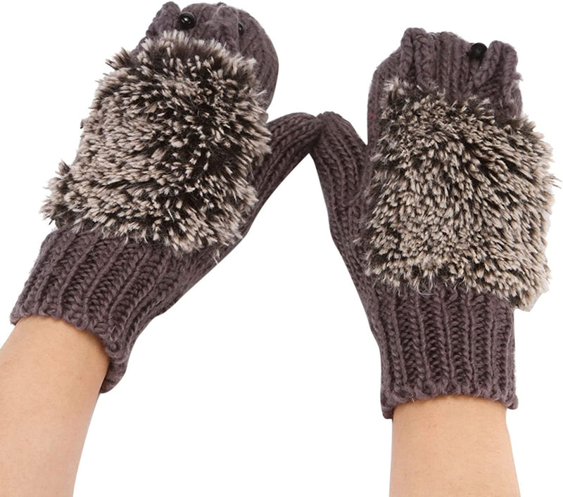 Ski Gloves Mittens Men Winter Fashion Warm Knitted Gloves Thickened and Velvet Head Gloves Mittens Combo with Pocket Sporting Goods > Outdoor Recreation > Boating & Water Sports > Swimming > Swim Gloves Bmisegm Dark Gray One Size 