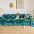 ROOMLIFE Classic Houndstooth Blue Sofa Slipcover Woven Texture Fabric Sofa Cover Knitted Furniture Protector Multi-Function Decor Couch Cover Blanket for Dogs Pets Kids, 71"X134" (3-4 Seater Couch) Home & Garden > Decor > Chair & Sofa Cushions ROOMLIFE Patterndy16 X-Large 
