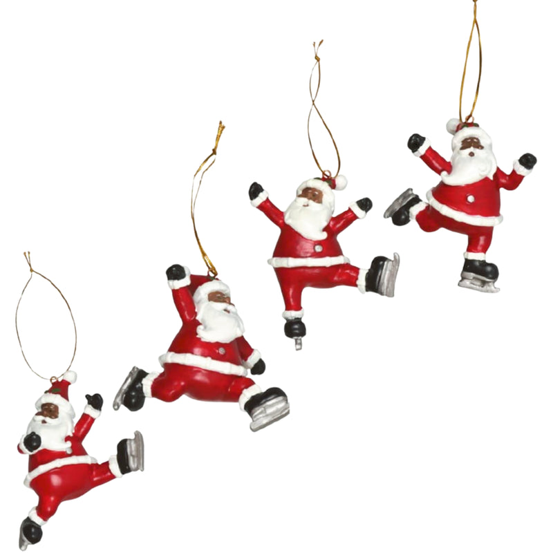 Christmas Skating Santa Claus Christmas Ornaments Party Supplies & Decorations for Christmas Tree Table Home Decor ( Pieces Will Vary) - 4 Pcs  EBKK   
