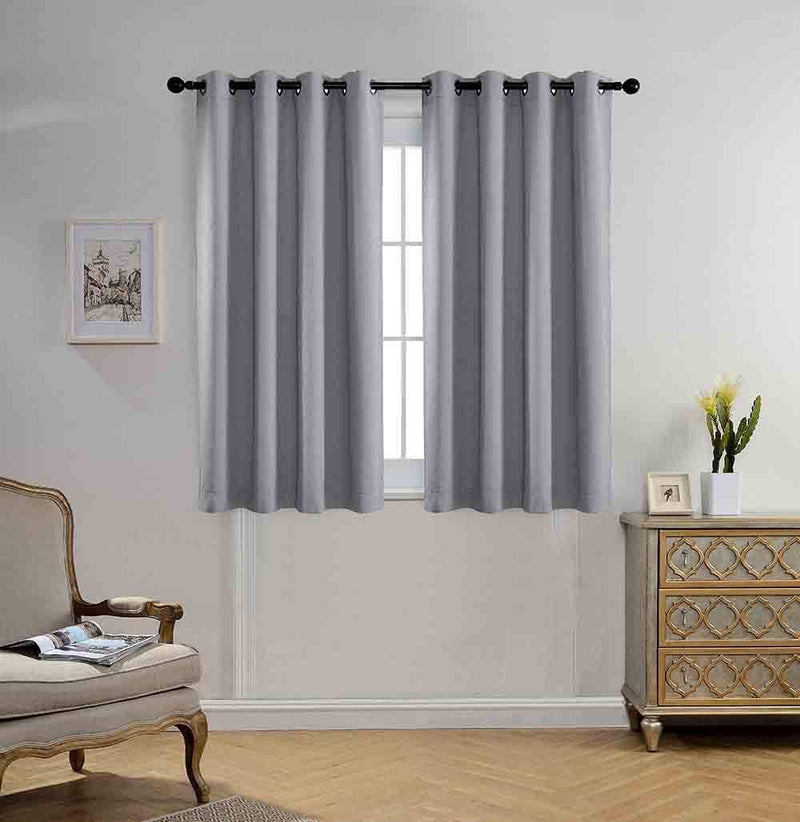 Miuco Room Darkening Texture Thermal Insulated Blackout Curtains for Bedroom 1 Pair 52X63 Inch Black Home & Garden > Decor > Window Treatments > Curtains & Drapes MIUCO Silver 52x63 inch 