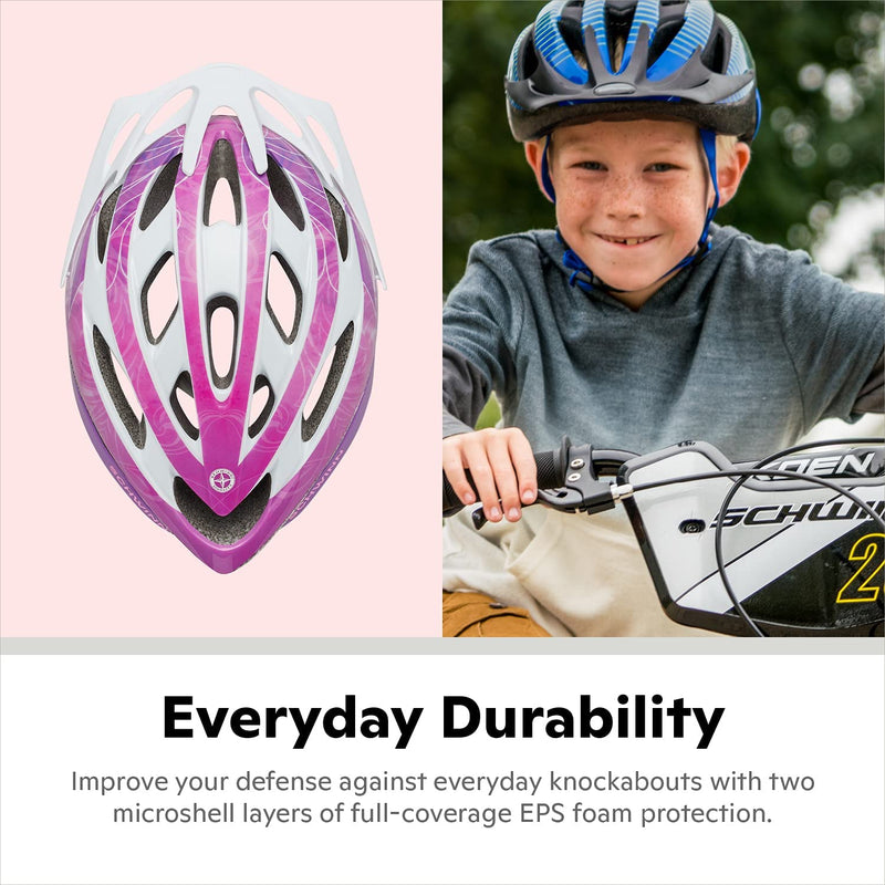 Schwinn Thrasher Bike Helmet, Lightweight Microshell Design, Child, Purple/White Sporting Goods > Outdoor Recreation > Cycling > Cycling Apparel & Accessories > Bicycle Helmets Pacific Cycle, Inc   