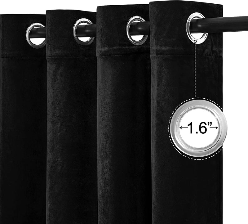 RYB HOME Black Velvet Curtains for Bedroom, Light Blocking Winds & Nosie Dampening Window Curtain Drapes Energy Saving Elegant Home Decoration for Kitchen Living Room, W52 X L84 Inches, 2 Panels Set Home & Garden > Decor > Window Treatments > Curtains & Drapes RYB HOME   