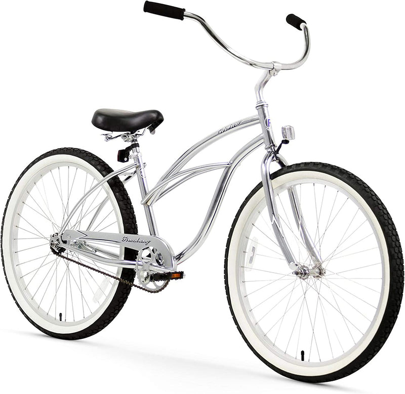 Firmstrong Urban Lady Beach Cruiser Bicycle (24-Inch, 26-Inch, and Ebike) Sporting Goods > Outdoor Recreation > Cycling > Bicycles Firmstrong Chrome w/ Black Seat 15.5 inch / Large 