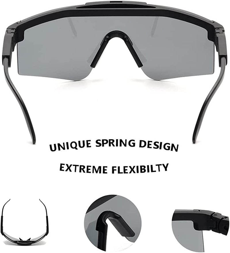 SHOWY SKY Cycling Sports Sunglasses for Men Women UV Protection Big Frame Eyewear for Biking Hiking Fishing Golf Running Sporting Goods > Outdoor Recreation > Cycling > Cycling Apparel & Accessories SHOWY SKY   