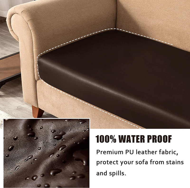 PU Leather Sofa Cushion Covers Sofa Seat Slipcover with Elastic Bottom Waterproof Furniture Protector for Children,Pet , Set of 3 (3 Pieces, Chocolate) Home & Garden > Decor > Chair & Sofa Cushions NC HOME   