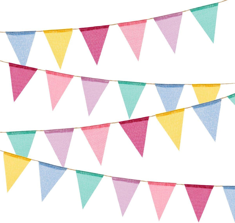 60 Flags Imitated Burlap Pennant Banner - Multicolor Fabric Triangle Rainbow Flag Bunting for Party and Festival Classroom Hanging Decoration (A) Home & Garden > Decor > Seasonal & Holiday Decorations BEFORYOU   
