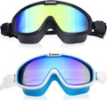 Keary 2 Pack Swim Goggles for Adult Youth with Soft Silicone Gasket, Anti-Fog UV Protection No Leak Clear Vision Pool Goggles Sporting Goods > Outdoor Recreation > Boating & Water Sports > Swimming > Swim Goggles & Masks Keary Mirrored Black & Mirrored Blue  