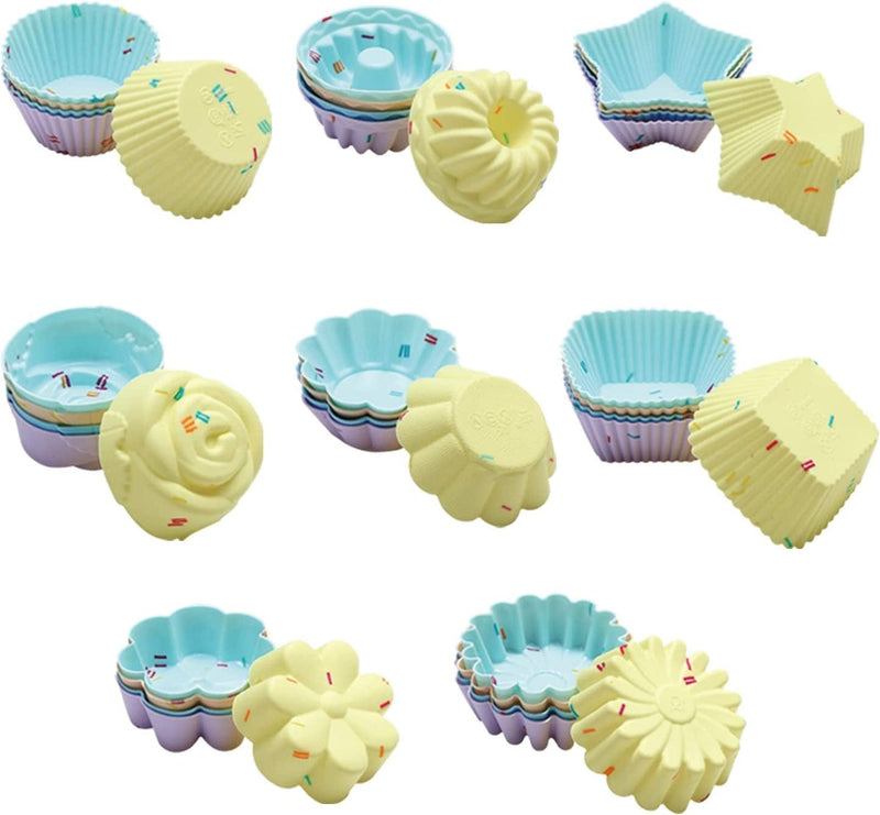 46PCS Silicone Bakeware Set Silicone Cake Molds Set for Baking, Including Baking Pan, Cake Mold, Cake Pan, Toast Mold, Muffin Pan, Donut Pan, and Cupcake Mold Silicone Baking Cups Set Home & Garden > Kitchen & Dining > Cookware & Bakeware YK GDYORKITCHEN 40PCS Silicone Cupcake Set  