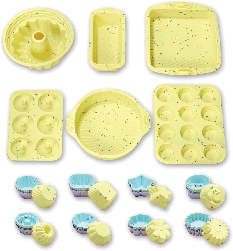 46PCS Silicone Bakeware Set Silicone Cake Molds Set for Baking, Including Baking Pan, Cake Mold, Cake Pan, Toast Mold, Muffin Pan, Donut Pan, and Cupcake Mold Silicone Baking Cups Set Home & Garden > Kitchen & Dining > Cookware & Bakeware YK GDYORKITCHEN   