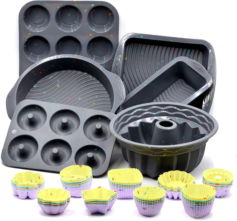 46PCS Silicone Bakeware Set Silicone Cake Molds Set for Baking, Including Baking Pan, Cake Mold, Cake Pan, Toast Mold, Muffin Pan, Donut Pan, and Cupcake Mold Silicone Baking Cups Set Home & Garden > Kitchen & Dining > Cookware & Bakeware YK GDYORKITCHEN 51PCS Silicone Bakeware Set  