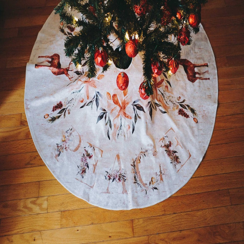 47” Christmas Tree Skirt for Holiday Party Indoor Decorations Bright Scandinavian Home & Garden > Decor > Seasonal & Holiday Decorations > Christmas Tree Skirts KYNC Design LLC Birchbark Peace  