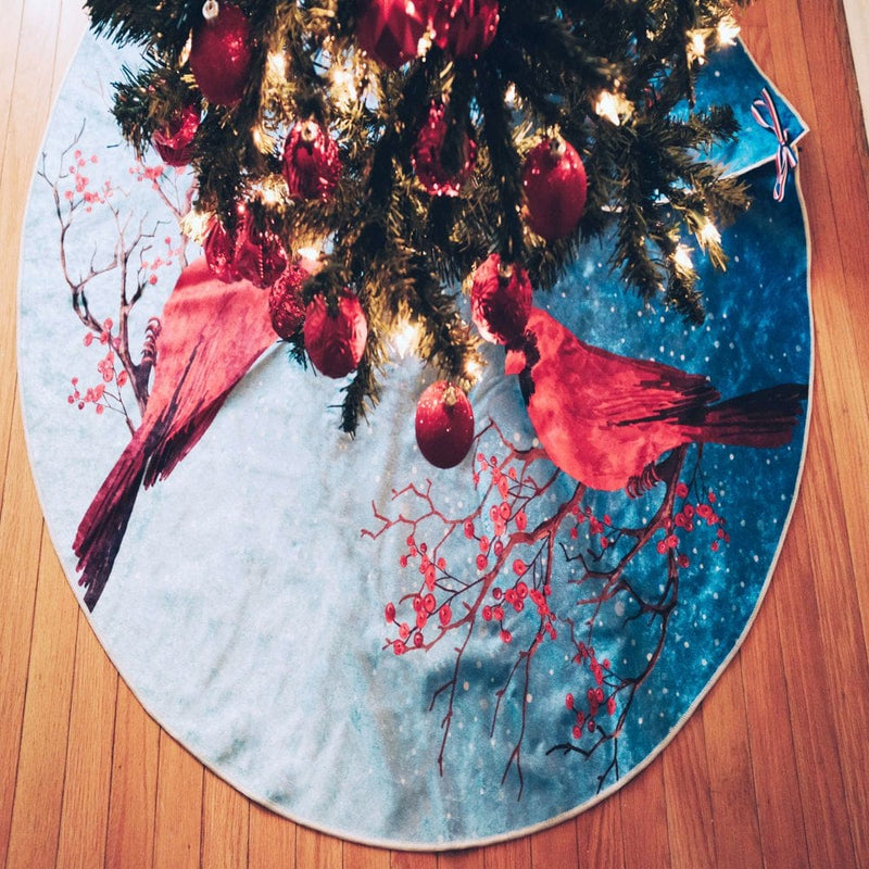 47” Christmas Tree Skirt for Holiday Party Indoor Decorations Bright Scandinavian Home & Garden > Decor > Seasonal & Holiday Decorations > Christmas Tree Skirts KYNC Design LLC Christmas Cardinal  