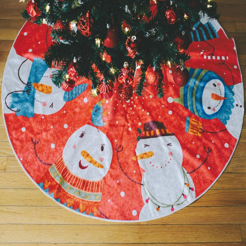47” Christmas Tree Skirt for Holiday Party Indoor Decorations Bright Scandinavian Home & Garden > Decor > Seasonal & Holiday Decorations > Christmas Tree Skirts KYNC Design LLC Merry Snowmen  
