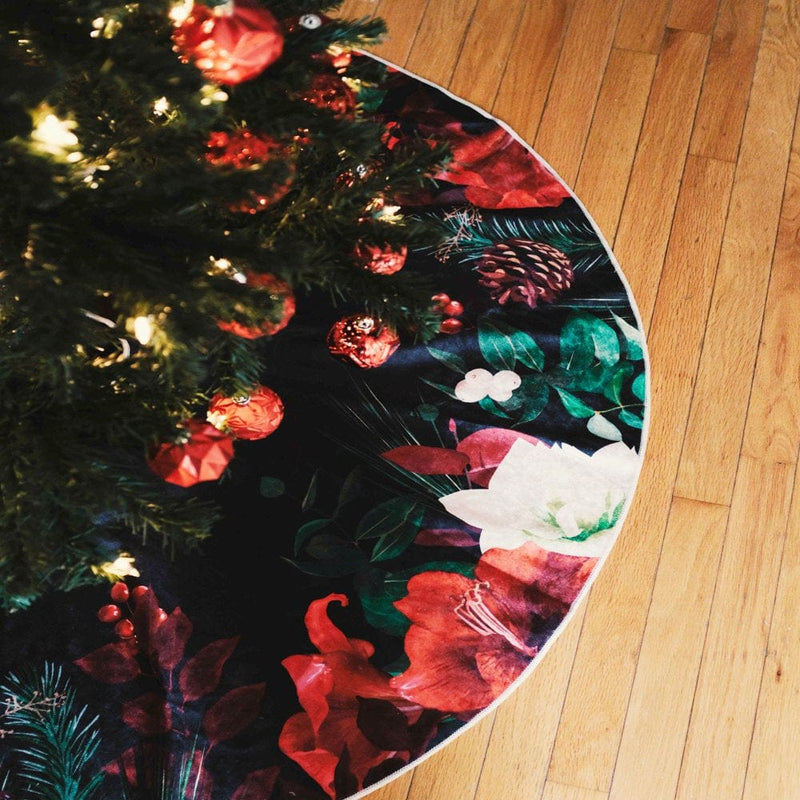 47” Christmas Tree Skirt for Holiday Party Indoor Decorations Bright Scandinavian Home & Garden > Decor > Seasonal & Holiday Decorations > Christmas Tree Skirts KYNC Design LLC Christmas Floral  