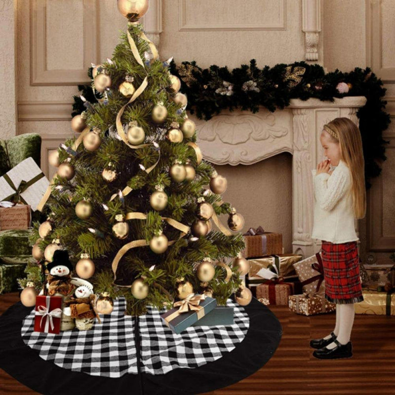 47 Inch Christmas Tree Skirt Black and White Buffalo Plaid Tree Skirt for Holiday Christmas Decorations Home & Garden > Decor > Seasonal & Holiday Decorations > Christmas Tree Skirts Eshoo   