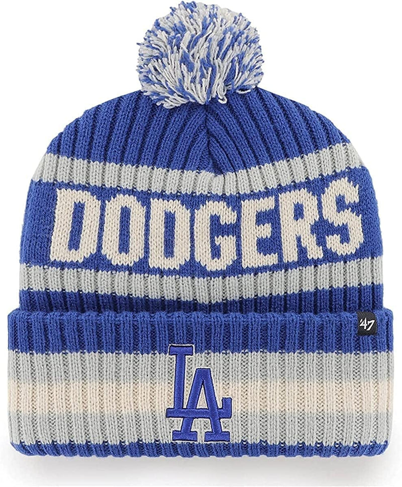 '47 MLB Boys Youth 8-20 Primary Logo Bering Cuffed Knit Pom Beanie Hat Sporting Goods > Outdoor Recreation > Winter Sports & Activities '47 Los Angeles Dodgers  