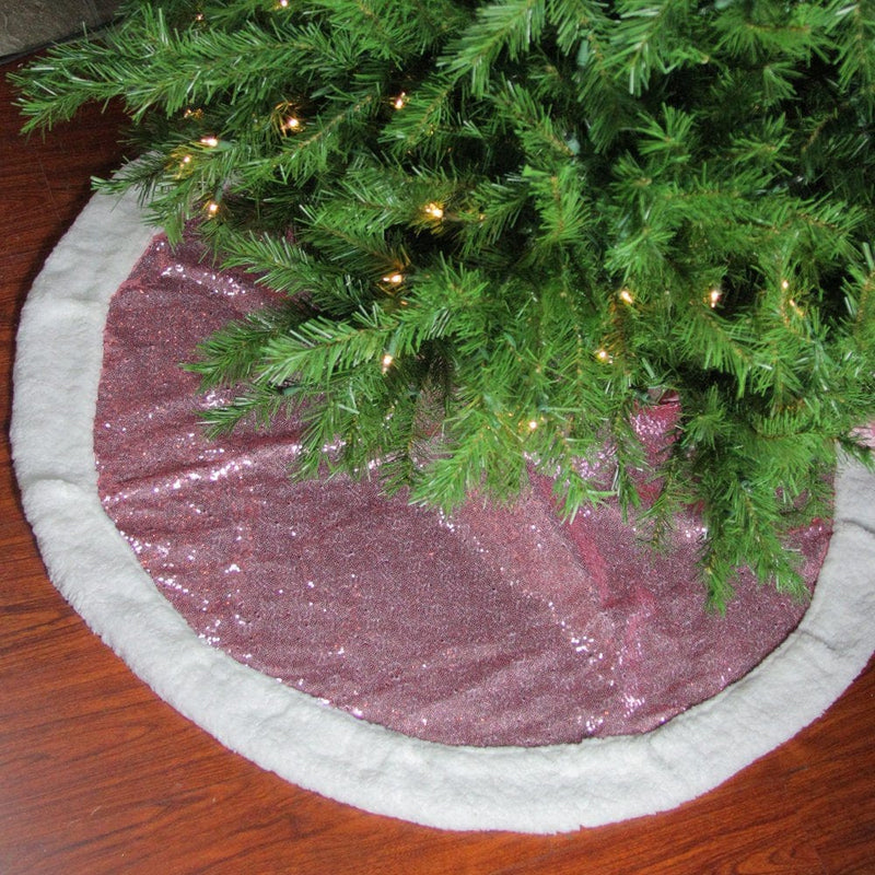 47" Pink and White round Christmas Tree Skirt with Sherpa Border Home & Garden > Decor > Seasonal & Holiday Decorations > Christmas Tree Skirts Northlight   