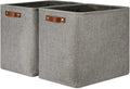 DULLEMELO Storage Bins 16"X12"X12" with Leather Handles for Organizing,Decorative Collapsible Storage Baskets for Shelves Closet Home Office (Black&Grey) Home & Garden > Household Supplies > Storage & Organization DULLEMELO Grey Large-17"x12"x15" 
