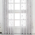 Kotile Kids Room Curtains Star - Metallic Silver Foil Stars Moon Design Grey Sheer Curtains for Boys Room Grommet Top Light Filtering Privacy Voile Drapes, 52 X 95 Inch, 2 Panels, Grey Home & Garden > Decor > Window Treatments > Curtains & Drapes Kotile Silver Grey W52" x L63" 