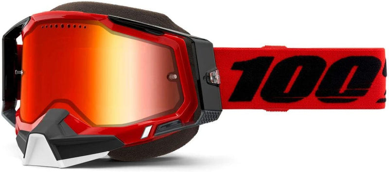 100% Racecraft 2 Snowmobile Anti-Fog Goggles - Powersport Racing Protective Eyewear Sporting Goods > Outdoor Recreation > Cycling > Cycling Apparel & Accessories 100% Red Mirror Red Lens 