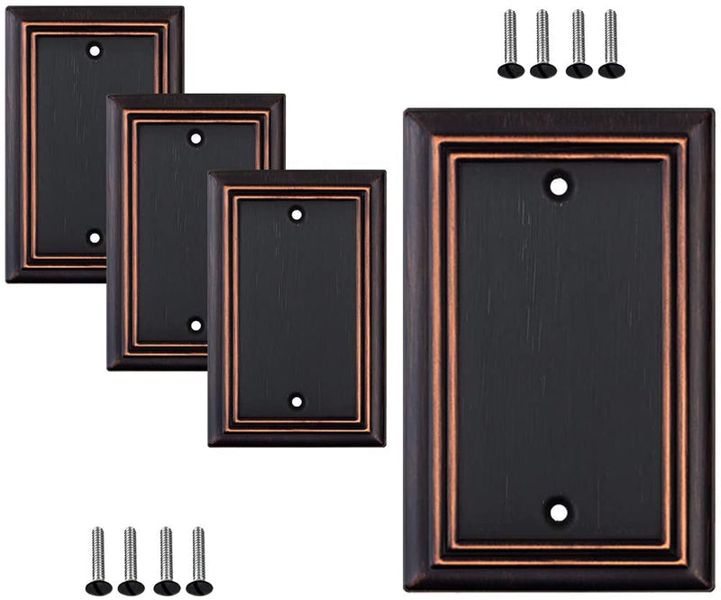 Pack of 4 Wall Plate Outlet Switch Covers by SLEEKLIGHTING | Decorative Oil Rubbed Bronze | Variety of Styles: Decorator/Duplex/Toggle / & Combo | Size: 1 Gang Decorator Sporting Goods > Outdoor Recreation > Fishing > Fishing Rods SLEEKLIGHTING 1 blank  