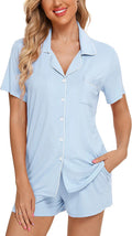 Samring Women'S Button down Pajama Set V-Neck Short Sleeve Sleepwear Soft Pj Sets S-XXL