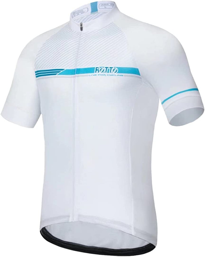 ROTTO Cycling Jersey Mens Bike Shirt Short Sleeve Simple Line Series Sporting Goods > Outdoor Recreation > Cycling > Cycling Apparel & Accessories ROTTO 06 White Small 