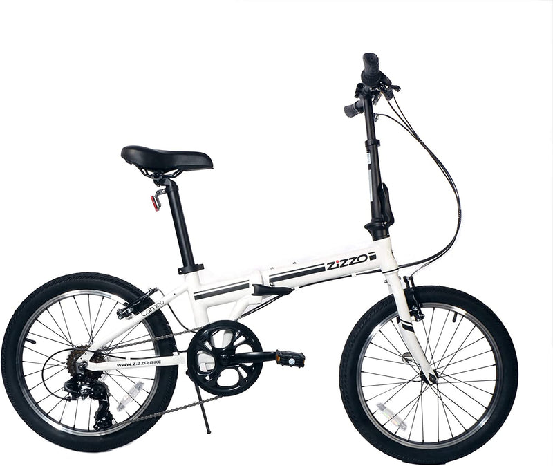 Zizzo Campo 20 Inch Folding Bike with 7-Speed, Adjustable Stem, Light Weight Aluminum Frame Sporting Goods > Outdoor Recreation > Cycling > Bicycles ZIZZO white  