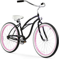 Firmstrong Urban Lady Beach Cruiser Bicycle (24-Inch, 26-Inch, and Ebike) Sporting Goods > Outdoor Recreation > Cycling > Bicycles Firmstrong Black/Pink Rims w/ White Seat 15.5inch/One Size 