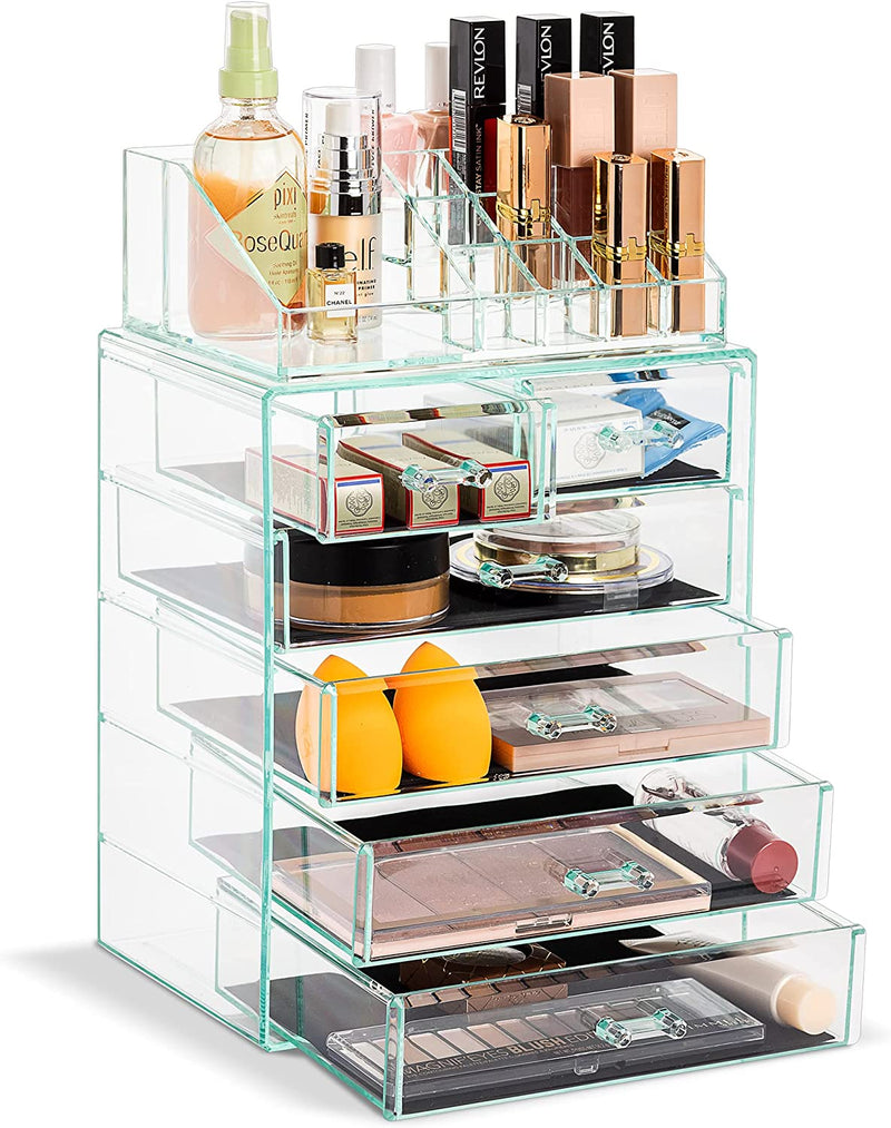 Sorbus Clear Cosmetic Makeup Organizer - Make up & Jewelry Storage, Case & Display - Spacious Design - Great Holder for Dresser, Bathroom, Vanity & Countertop (4 Large, 2 Small Drawers) Home & Garden > Household Supplies > Storage & Organization Sorbus Teal Thrill 4 Large, 2 Small Drawers 