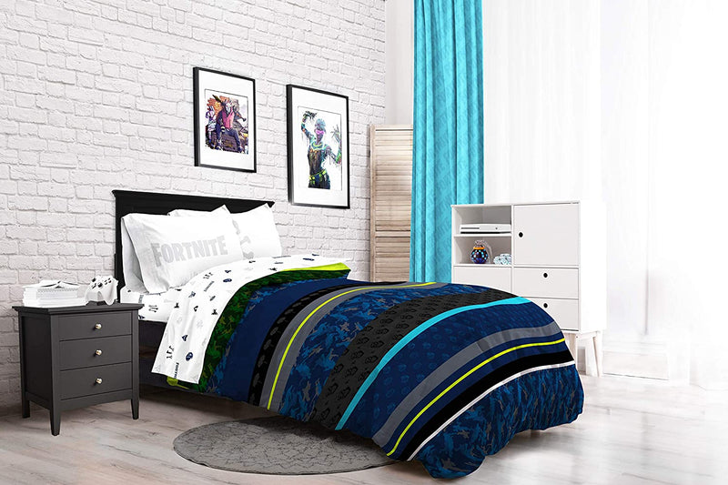 Jay Franco Fortnite Neon Stripe 4 Piece Twin Bed Set - Includes Reversible Comforter & Sheet Set Bedding - Super Soft Fade Resistant Microfiber (Official Fortnite Product) Home & Garden > Linens & Bedding > Bedding Jay Franco   