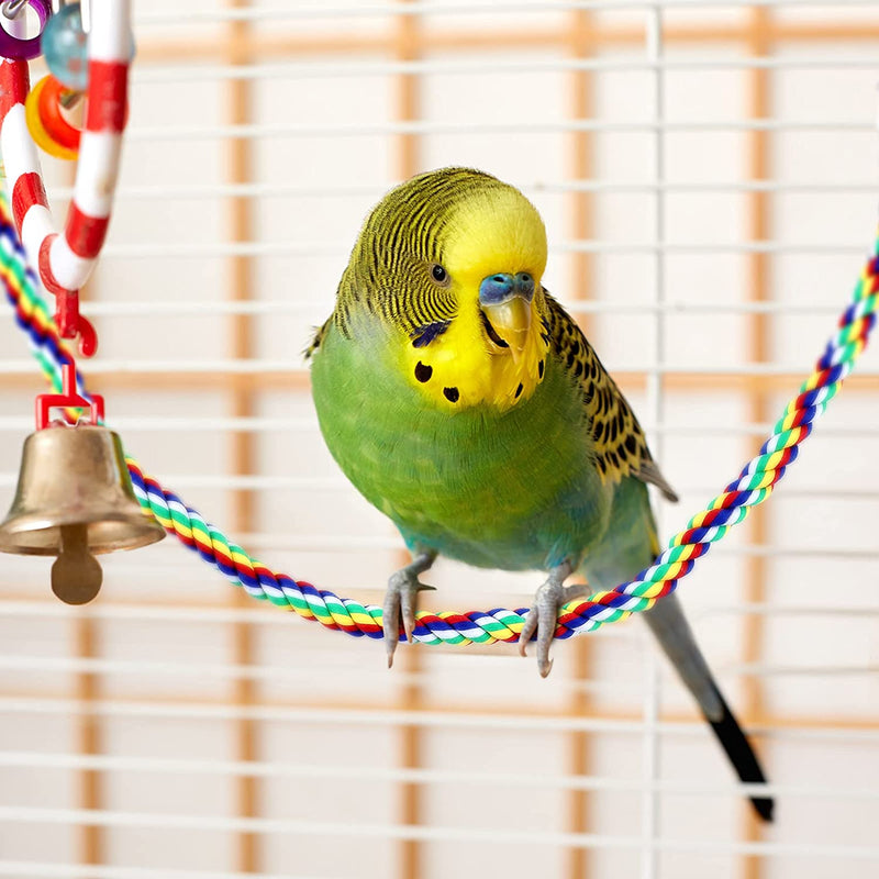 Weewooday 2 Pieces Toy Bird Rope Perches Climbing Rope Bungee Bird Toys Rope Perch Stand Cage Rope Comfy Perch Parrot Toys for Parrot, Parakeets Cockatiels, Conures (31.5 Inch)