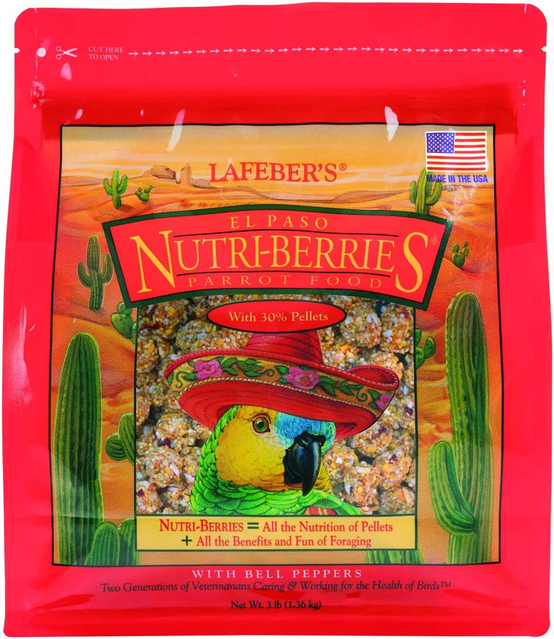 Lafeber El Paso Nutri-Berries Pet Bird Food, Made with Non-Gmo and Human-Grade Ingredients, for Parrots, 3 Lb Animals & Pet Supplies > Pet Supplies > Bird Supplies > Bird Food Lafeber Company 3 Pound (Pack of 1)  