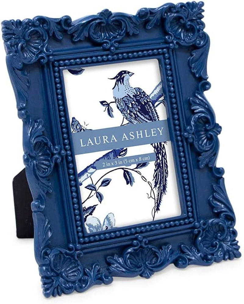 Laura Ashley 5X7 Black Ornate Textured Hand-Crafted Resin Picture Frame with Easel & Hook for Tabletop & Wall Display, Decorative Floral Design Home Décor, Photo Gallery, Art, More (5X7, Black) Home & Garden > Decor > Picture Frames Laura Ashley Navy 2x3 