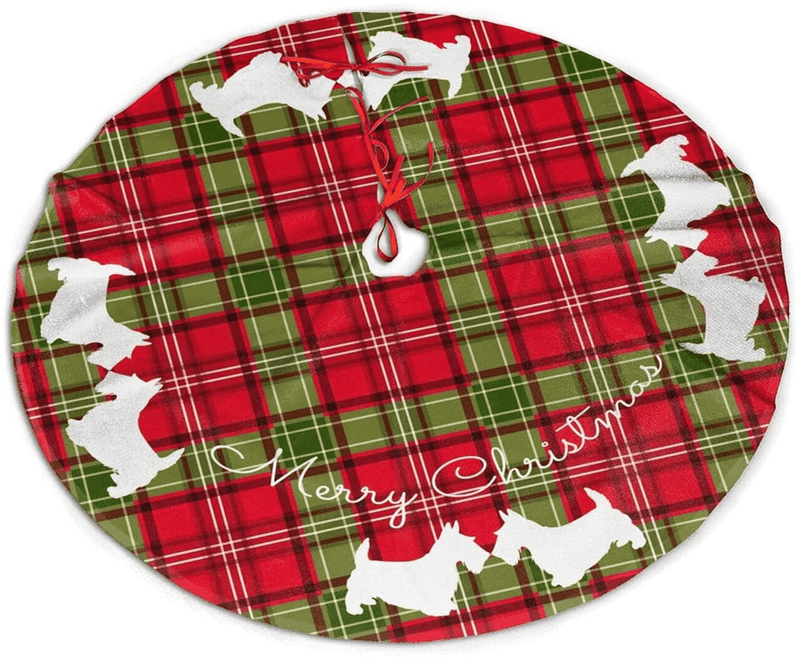 48" Christmas Tree Skirt, Red Gold Elegant Festive Pattern Pattern Large Xmas Tree Mat for Holiday Party Ornament Rustic Farmhouse Decorations Home & Garden > Decor > Seasonal & Holiday Decorations > Christmas Tree Skirts Hitamus Scottish Terrier Red & Green Tartan Plaid 48" 